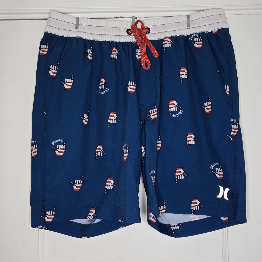Hurley Swim Shorts Mens Small Blue Board Shorts Beach Surf